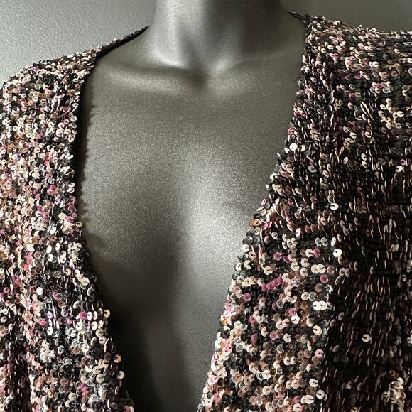 NICOLE FARHI Sequin Belted Wrap Dress Size 4 - Picture 6 of 14